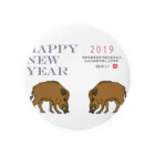 ジルトチッチのデザインボックスの2019亥年の猪のイラスト年賀状イノシシ Tin Badge