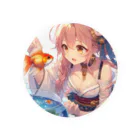 推しの美少女とアイドルの金魚と浴衣姿の女の子 Tin Badge