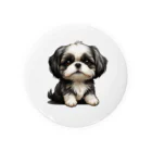 Shih Tzu Fanのシーズー（黒／白） 缶バッジ