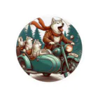 シマのバイクに乗る狼の親子 Tin Badge