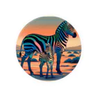 chaochao0701の浮世絵風　シマウマ（偉大な野生動物）"Ukiyo-e Style Zebra (Majestic Wild Animal)" "浮世绘风格的斑马（伟大的野生动物）" Tin Badge