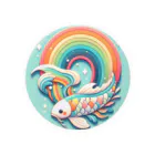 🌈七色の世界🌈の虹の海を泳ぐコイちゃん Tin Badge