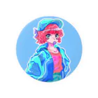 🍓IchigoAme🍓のレトロポップボーイッシュブルーガール Tin Badge