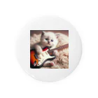 Yuji_Koroのストラトと白い子猫 Tin Badge
