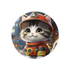 ねこねこねこんの猫が消防士 Tin Badge