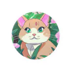 キュート＆クールのアニメ調・花畑の猫 Tin Badge