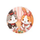 us shopのネコとウサギの戯れ Tin Badge