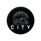 the blue seasonの都市とバイクのダークロゴデザイン Tin Badge