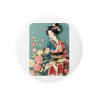 MistyStarkの着物女性の切り絵アート　―　Kimono woman paper-cutting art　ー Tin Badge