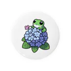 終わらない夢🌈のあじさいの花と🐸カエル君 Tin Badge