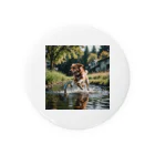 kokin0の水辺を走る犬 dog runnning on the water Tin Badge