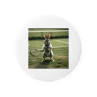 アニマルデザインの可愛らしいウサギのテニス姿 缶バッジ