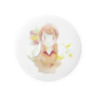 のらりくらり堂の秋のふんわり少女 Tin Badge