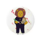 木登り堂のライオンと桃の花 Tin Badge