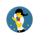 星形ティムのお店SUZURI店の宇宙人と女の子の缶バッジ Tin Badge