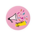 Speak upのフラワーメガホン（ピンク） Tin Badge