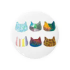 ぺりる屋のシルエットof cats 白 Tin Badge