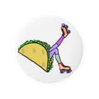 Mieko_Kawasakiのタコス　ローラースケート　ガール  TACOS ROLLER GIRL DOT 水玉　ドット　Tacos Rollerskate Rainbow Tin Badge