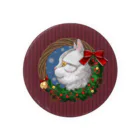 野田　尚花のクリスマスリースと猫　ワインレッド Tin Badge