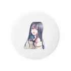 SAKURA スタイルの黒髪ロング女子 Tin Badge