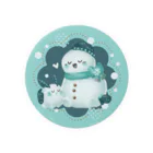 オムタマスタジオの雪だるまと雪うさぎ（ハグ） Tin Badge