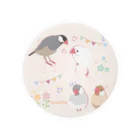 雛乃の文鳥グッズ屋さんの文鳥さん達のハッピータイムオレンジ Tin Badge