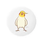 ほほらら工房 SUZURI支店の仁王立ちオカメインコ Tin Badge