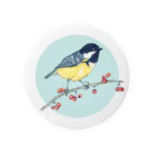 Nellyhime のアートのベリーと鳥 (Great Tit) Tin Badge