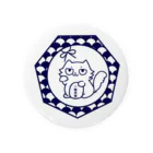 ヘーゼル色のどんぐりまなこの招き猫(青)一陽来復 Tin Badge