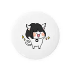 モリブンのおかっぱ猫ぶんちゃん（白） Tin Badge