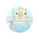 まめるりはことりの可愛いのぞき見セキセイインコちゃん【まめるりはことり】 Tin Badge