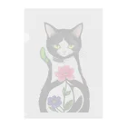 エンドウコウイチの黒猫と一輪の花 クリアファイル