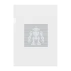 mirinconixの黒と青みがかったグレーのボーダー地にレトロなロボットのシルエット Clear File Folder