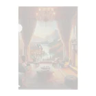 美女 アニメ 風景 の広大な西洋の洋館、暖炉の部屋 Clear File Folder