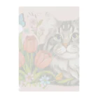 Y m @Y's shopの猫とチューリップ Clear File Folder