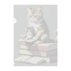 三毛猫shopの本を読む猫 クリアファイル