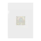 LOGOstylesのレトロ風のポスターに描かれた、かわいいヒマワリとミニチュアの家 Clear File Folder