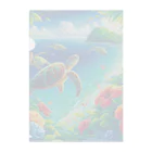 日本の風景 COOL JAPANの日本の風景:沖縄渡嘉志久ビーチの泳ぐ海がめ、Japanese scenery: Sea turtles swimming at Tokashiki Beach,Okinawa Clear File Folder