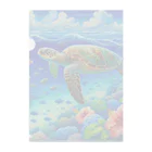 日本の風景 COOL JAPANの日本の風景:沖縄渡嘉志久ビーチの泳ぐ海がめ、Japanese scenery: Sea turtle swimming at Tokashiki Beach, Okinawa Clear File Folder