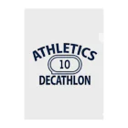 sports_tower スポーツタワーの十種競技・デカスロン・DECATHLON・じっしゅきょうぎ・二日間・10種・男子・女子・かっこいい・かわいい・選手・陸上部員・トレーニング・混成競技・確実・有望・応援・タイム・得点・入賞・実力 クリアファイル