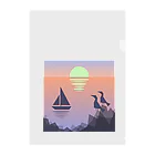 エアレーションの独り言の船と夕陽と海鳥と。 Clear File Folder