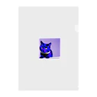 gatto solitario(物寂しげな猫)のネオンに染まった猫 クリアファイル