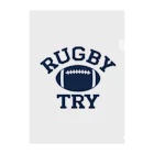 sports_tower スポーツタワーのラグビー・RUGBY・単色・グッズ・デザイン・楕円形ボール・イラスト・スポーツ・Tシャツ・男子・女子・かっこいい・かわいい・選手・ラガーマン・インゴール・ラグビーユニオン・ラグビーリーグ Clear File Folder