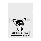 furebuhi　clubの白黒美犬、おすわりチワワ クリアファイル