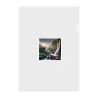 TechArtWorkGalleryの夜明けの滝と山々の美しい自然風景 Clear File Folder