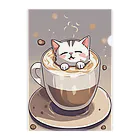 カプチーノ猫🐱の至福のカプチーノ猫🐈 クリアファイル