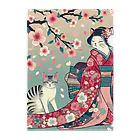 ParadigmStar　パラダイムスターの和風cat 見返り桜 Clear File Folder