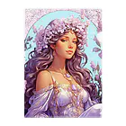 metaのライラックの花の妖精・精霊の少女の絵画 クリアファイル