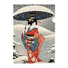 日本の風景 COOL JAPANの日本の風景、雪降る中を歩く舞妓さん　Japanese senery：Maiko in the snow クリアファイル