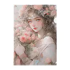 AQUAMETAVERSEのバラの花束と女性　なでしこ1478 Clear File Folder